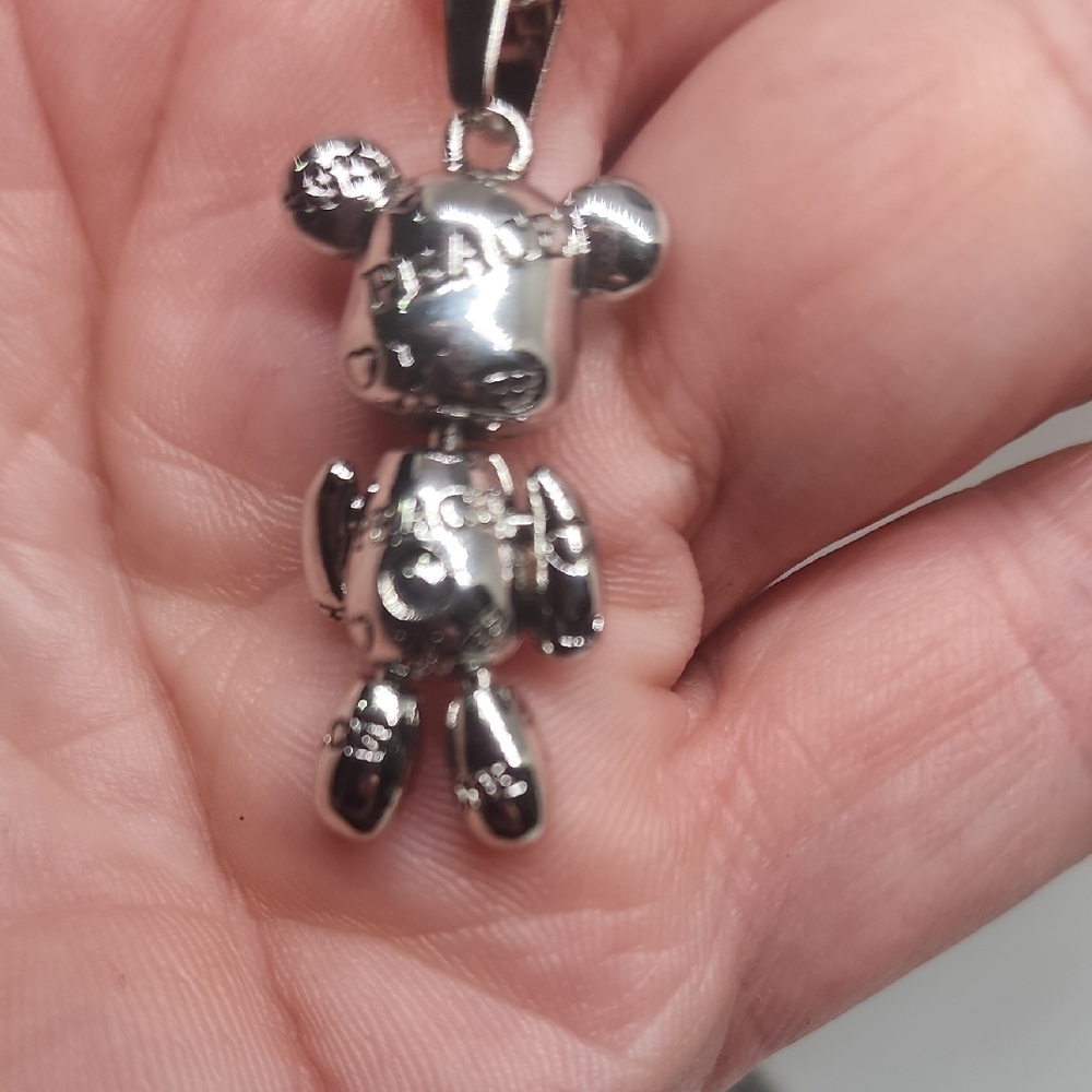 Stainless Steel Graffiti Bear Pendant Necklace - Picture 7 of 7